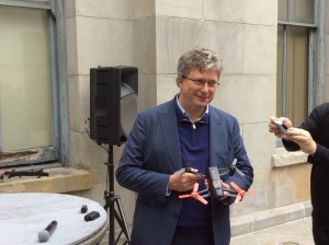 Parrot CEO Henri Seydoux and the Bebop drone