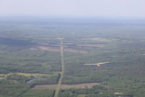 An RS-20 unmanned aircraft flies over an energy pipeline route near Farmville, Virginia. Photo courtesy of American Aerospace Technologies Inc. 