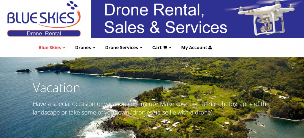 blue skies drone rental