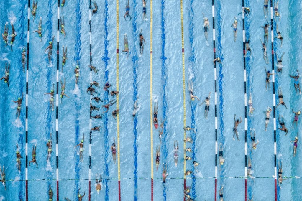 swimming aerial photography