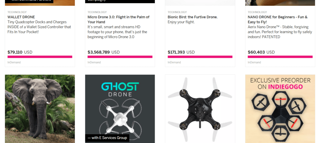 indiegogo crowdfunding drones