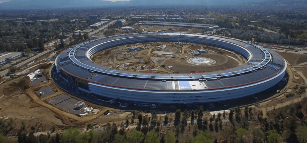 apple park drone flight from above