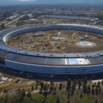 apple park drone flight from above