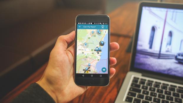 A mock-up of the Australian Aviation Authority's 'Can I Fly Here' app