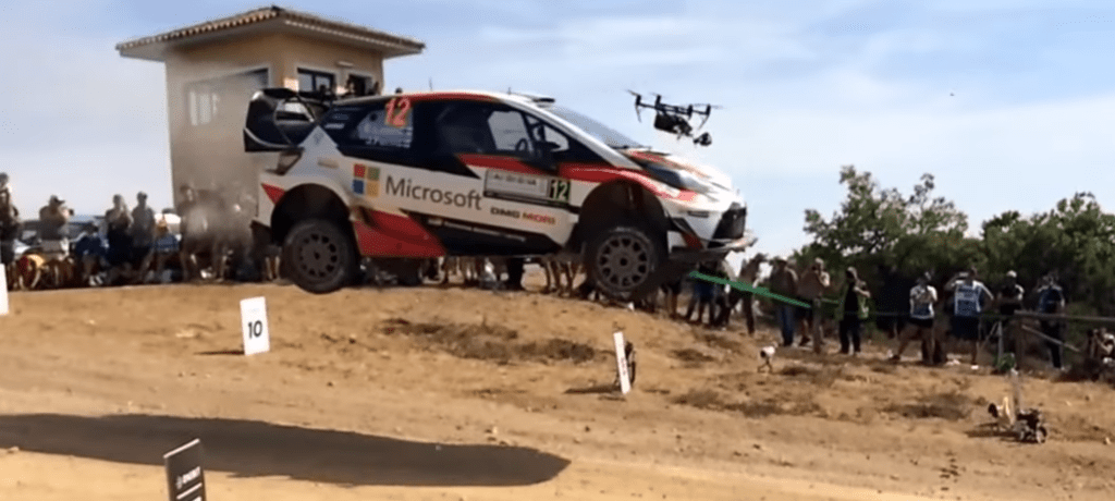 dji wrc world rally champs drone crash near miss inspire 2