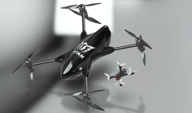 The Titan Grand Prix GFD1 and typical racing drone.