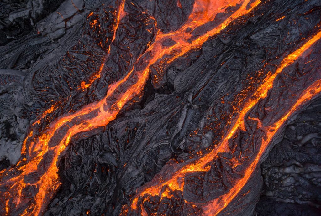 drone near a volcano