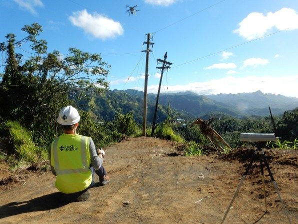 duke energy, using drones to reconnect power lines in puerto rico