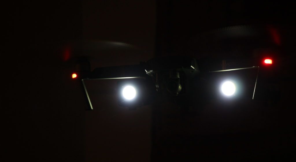 drone mavic pro with lume cube attached