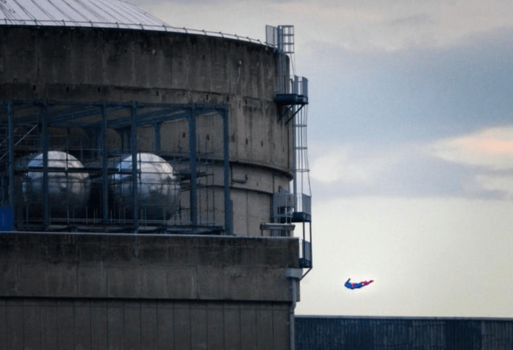 greenpeace superman drone nuclear plant protest france