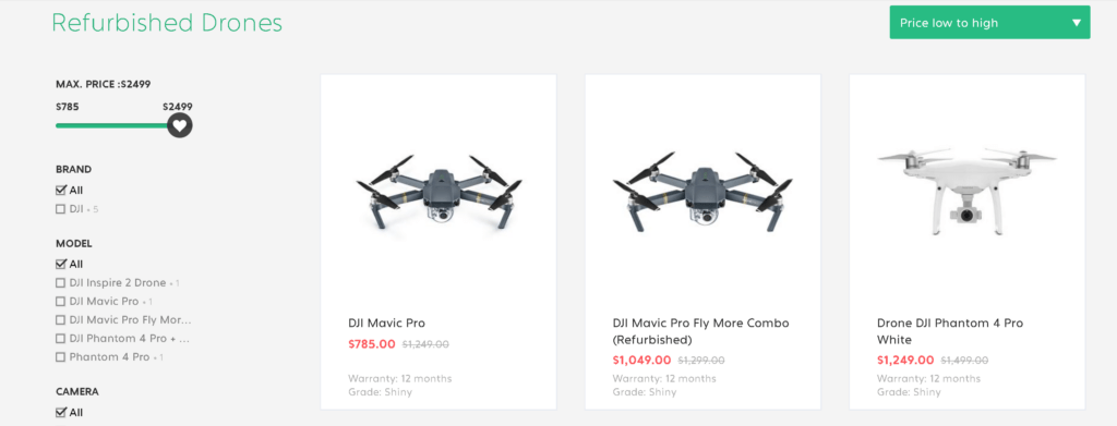 back market refurbished drones