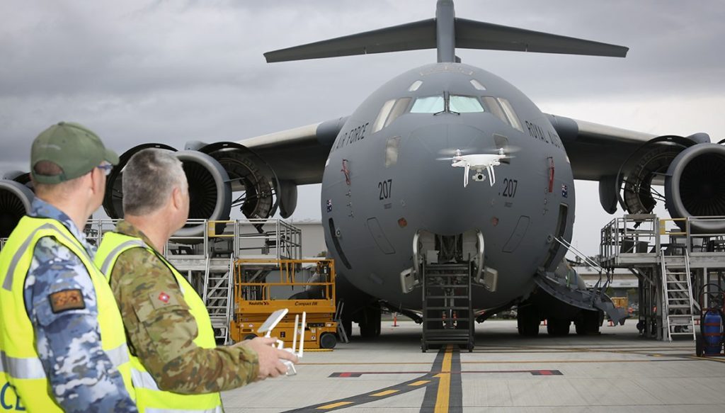 Australian Air Force Inspect Aircraft with DJI Drones