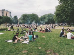 drone flight over people