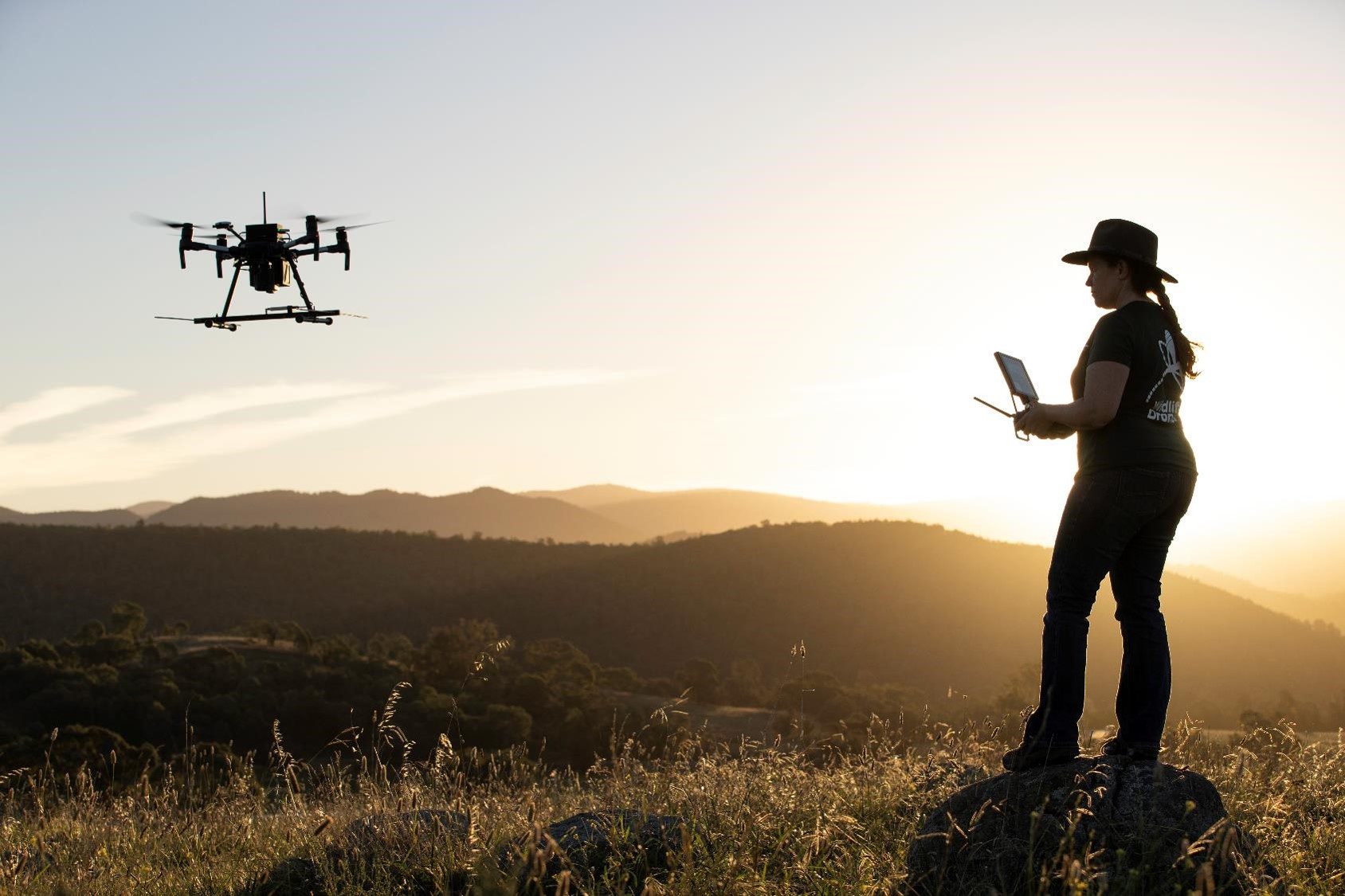 Wildlife Drones Dr Debbie Saunders flying drone sunset 5