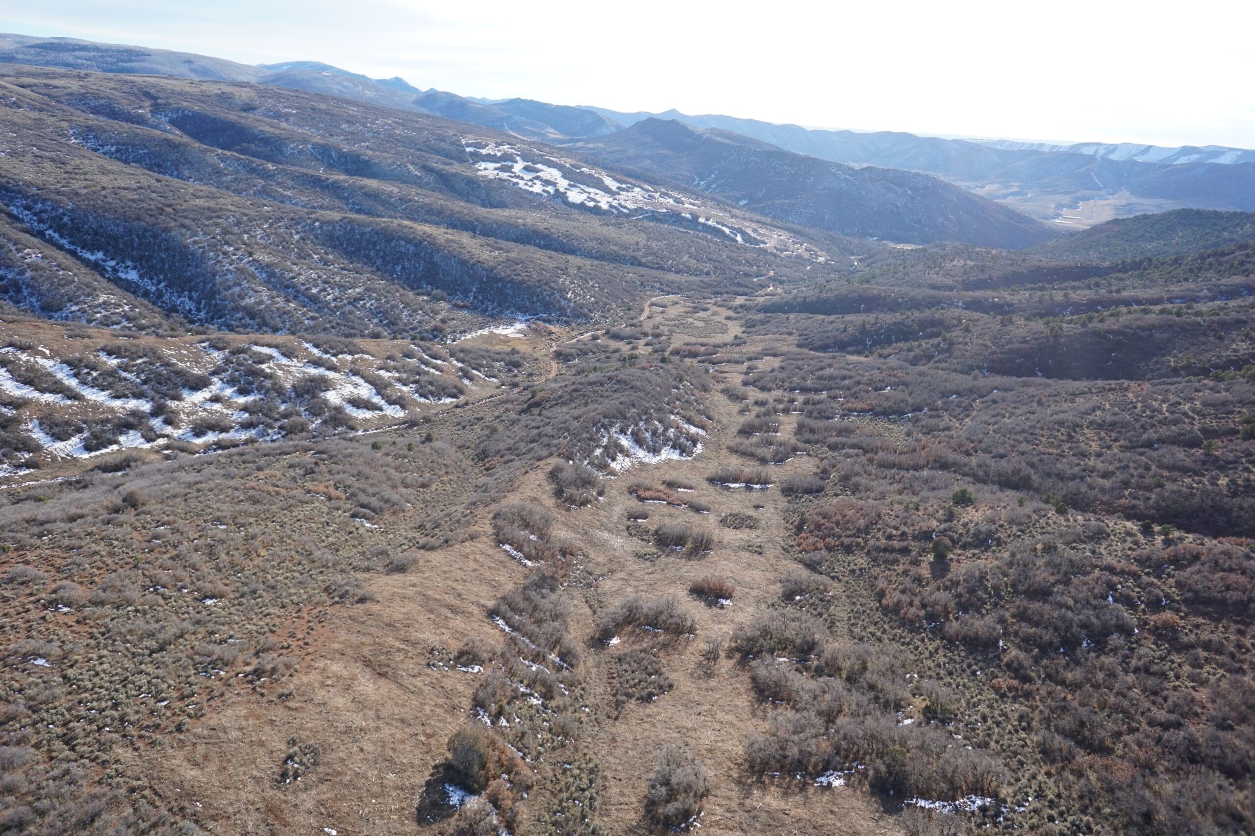 Drone mapping agricultural and conservation land in rural Colorado.
