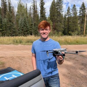 Drone mapping agricultural and conservation land in rural Colorado.